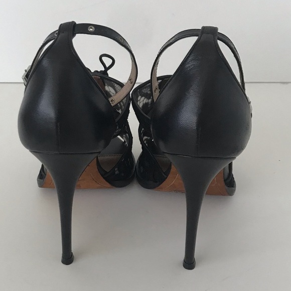 Givenchy Black Floral Lace Open Toe Lace Up Bootie Sandals, Size 6.5 🔴 - Picture 5 of 5